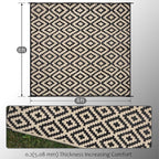 SAND MINE Waterproof Outdoor Rug 8x8 ft, Plastic Reversible Rug, Modern Area Rug, Large Floor Mat for Outdoors, RV, Patio, Backyard, Deck, Picnic, Beach, Camping, Black & Beige