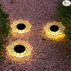 Roaming Acrylic Petal Bury Light 3-Pack Suitable for Gardens, Courtyards, Terraces, Corridors, Alleys, and Pedestrian Walkways (Lotus)