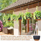 Mumufy 6 Pcs 8 Inch Hanging Planters, Dark Gray, Plastic with Drainage Hole and Removable Saucer, Suitable for Indoor and Outdoor Plants