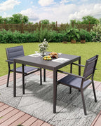 Aluminum Patio Dining Table for 2-4 Person, 34 in x 36 in Rectangle Outdoor Dining Table With Aluminum Tabletop and Metal Frame for Deck Garden Lawn Backyard, Black