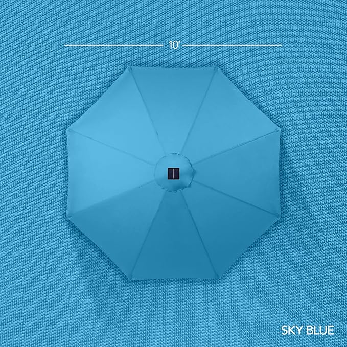 Best Choice Products 10ft Solar LED Offset Cantilever Hanging Market Patio Umbrella, Smooth 360° Rotation, 8 Sturdy Ribs, Easy Adjustment - Sky Blue