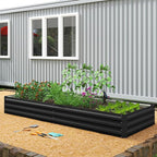 Outsunny Galvanized Raised Garden Bed, 8' x 3' x 1' Metal Planter Box, for Growing Vegetables, Flowers, Herbs, Succulents, Black