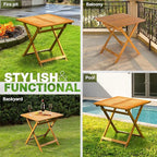 IDZO Legolas FSC Acacia Wooden Folding Table, Heavy Duty 270lbs Capacity, Elegant & Rustic Design for Garden, Backyard, Porch, Patio, Easy Assembly