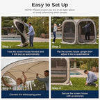 East Oak Screen House Tent Pop-Up, Portable Screen Room Canopy Instant Screen Tent 4 x 4 FT with Carry Bag for Patio, Backyard, Deck & Outdoor Activities, Beige