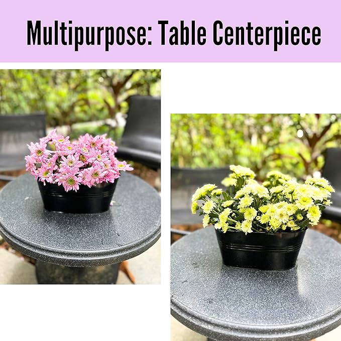 LaLaGreen Rail Planter Outdoor Plants(11.8 Inch, 10 Pack) Black Metal Iron Hanging Flower Pots Deck Railings Fence Buckets Modern Countryside Boho Style Wall Mount Window Box Plant Holder Porch Decor