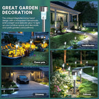 GIGALUMI Solar Lights Outdoor Waterproof, 12 Pack, Stainless Steel LED Solar Garden Lights for Patio, Lawn, Yard and Landscape, Cold White