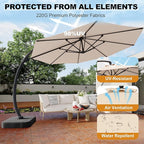 GarveeLife 11FT Cantilever Patio Umbrella With Base Included, Cantilevers Outdoor Umbrella Heavy Duty Offset, Aluminium Curved Cantilever Umbrella