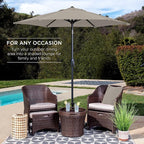Best Choice Products 7.5ft Heavy-Duty Round Outdoor Market Table Patio Umbrella w/Steel Pole, Push Button Tilt, Easy Crank Lift - Beige