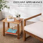 Double Adirondack Side Table, Weather-Resistant Rectangular End Table for Patio, Garden, Lawn, and Living Room. Ideal as a Stylish Indoor and Outdoor Side Table Companion, Light Natural
