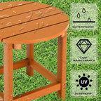 LZRS Round Adirondack Patio Side Table End Table, Outdoor Side Tables for Patio, Backyard,Pool, Indoor Companion, Easy Maintenance & Weather Resistant(Orange)