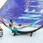 Lazy Daze Hammocks 11 FT Double Outside Hammock Quick Dry Olefin Fabric Hammock with Spreader Bar & Side Pocket for Outdoor Poolside Backyard 450 lbs Capacity, Turquoise