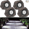 Solar Rock Lights Outdoor Garden Waterproof - Super Bright LED Solar Spotlights, Solar Powered Landscape Path Decorative Garden Stone Lights for Pathway, Walkway, Yard, Patio (4 Pack)