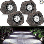 Solar Rock Lights Outdoor Garden Waterproof - Super Bright LED Solar Spotlights, Solar Powered Landscape Path Decorative Garden Stone Lights for Pathway, Walkway, Yard, Patio (4 Pack)