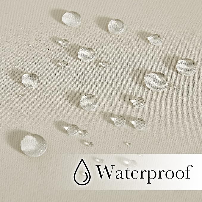NICETOWN 2 Panels Outdoor Curtains for Patio Waterproof 95" Long, Windproof Grommet & Back Tab on Top & Bottom Thermal Insulated Sun Blocking Drapes with Rope for Gazebo, Beige, W100 per Panel