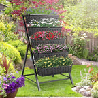 Suyncll Vertical Raised Garden Bed Planter Box,5 Tiers Vertical Garden Planter with Drainage System&4 Hooks for Herb Vegetables Flowers