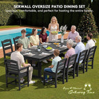 SERWALL 11 Piece Outdoor Dining Set, 84" HDPE Outdoor Table and Chairs for 10，All Weather Patio Furniture Set with Umbrella Hole for Backyard, Garden, Black