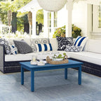 LUE BONA Outdoor Coffee Table, HDPS Patio Coffee Tables for Outside Rectangle, Adjustable Levelling Feet/Weather Resistant, Patio Table for Deck, Pool, Balcony, Indoor or Outdoor Use, Navy Blue