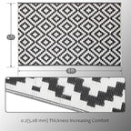SAND MINE Waterproof Outdoor Rug 5x8 ft, Plastic Reversible Rug, Modern Area Rug, Large Floor Mat for Outdoors, RV, Patio, Backyard, Deck, Picnic, Beach, Camping (5' x 8', Black & White Lattice)
