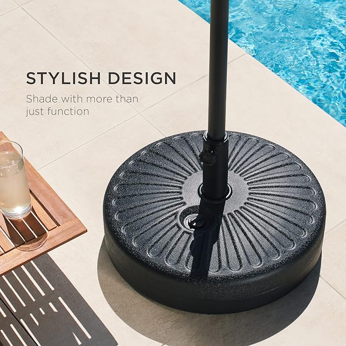 Best Choice Products Fillable Umbrella Base Stand Round Sunburst Plastic Patio Umbrella Base Stand, Pole Holder for Outdoor, Lawn w/ 55lbs Weight Capacity, Adjustment Knob