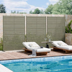 Casaphoria Metal Privacy Screen Outdoor, 72" H x 47" W Freestanding Decorative Privacy Screen for Patio Deck Balcony Garden with Stable Base, Grey-Benjamin