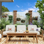 Casaphoria Metal Privacy Screen Outdoor, 72" H x 47" W Freestanding Decorative Privacy Screen for Patio Deck Balcony Garden with Stable Base, White-Parallel
