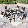 Sophia and William Outdoor Patio Dining Set for 6, Outdoor Table and Chairs, Removable Seat Cushions, 59" Black Patio Dining Table