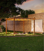 GarveeLife 10 x 13 ft Wood-Grain Outdoor Pergola with Retractable Canopy Sun Shade Shelter for Garden Patio Backyard Deck - Khaki