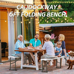 6ft Plastic Folding Bench with Carrying Handle & Lock, Portable Outdoor Bench in Garden Picnic Camping Dining Party Seat, Waterproof Bench for Soccer Activities, Firm and Durable (2Pack C)