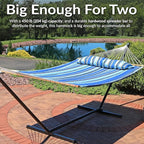 Sunnydaze Quilted Outdoor Hammock with Spreader Bars - Heavy-Duty 450-Pound Capacity Double Hammock for Outside - Misty Beach