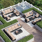 Aoxun 10 Piece Patio Furniture Set Wicker Rattan Patio Sectional Sofa Set Outdoor Seating Furniture with Thickened Cushion, Beige
