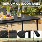 Yaheetech Outdoor Dining Table for 6 Person, Rectangular Slatted Metal Patio Table for Deck Garden Lawn Backyard Use, Black