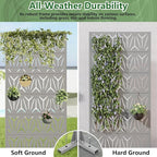 Casaphoria Metal Privacy Screen Outdoor, 72" H x 35" W Freestanding Decorative Privacy Screen for Patio Deck Balcony Garden with Stable Base, Grey-Star