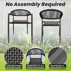 4 Pcs Stackable Patio Dining Chairs, Aluminum Rattan Outdoor Dining Chair with Arms, Woven Rope Garden Armchair Metal No Assembly for Bistro Balcony Porch Deck Yard Cafe Restaurant, Black