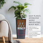 Mueller Janska M-Resin Heavy Duty Tall Planter, Indoor/Outdoor Grande Plant, Tree, Flower Pot, 2-Piece Set, 24”, Modern Design, Built-in Drainage, Dark Gray