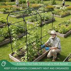 Garden Trellis Arch 7FT PP-Coated Stainless Steel Metal Extra Tall Cucumber Trellis Arch Garden Arch Trellis for Climbing Plants Outdoor Vegetable Trellis with Trellis Netting