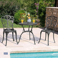3-Piece Bistro Set, Black Cast Aluminum with Umbrella Hole