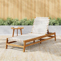 Christopher Knight Home Susua Rope Chaise Lounge with Acacia Wood Frame, Adjustable Backrest Single Lounge Sofa, Patio Sun Lounger Recliner Chair for Poolside Backyard, Teak + White