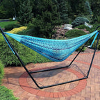 Sunnydaze Handwoven XXL Thick Cord Mayan Double Hammock for Outside - 625-Pound Capacity Heavy-Duty Outdoor Hammock - Blue