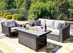 Signature Design by Ashley Beachcroft Casual Nuvella Weather Resistant Fabric Outdoor/Indoor Sofa with Cushion and 2 Toss Pillows, Black & Light Gray