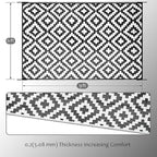 SAND MINE Waterproof Outdoor Rug 6x9 ft, Reversible Mats, Modern Area Rug, Large Floor Mat and Rug for Outdoors, RV, Patio, Backyard, Deck, Picnic, Beach, Trailer, Camping, Black & White Lattice