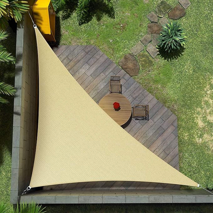Amgo Custom Size 10' x 18' x 20.6' Beige Right Triangle Sun Shade Sail UPF50+ AGTAPRT12, Order to Make Canopy Awning, 95% UV Blockage, Water & Air Permeable, Commercial Standard (We Customize)