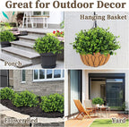 20 Bundles Artificial Greenery Boxwood Plants, Fake Plant for Garden Porch, Window Box, Home Wedding, Farmhouse, and Indoor Outdoor Decoration