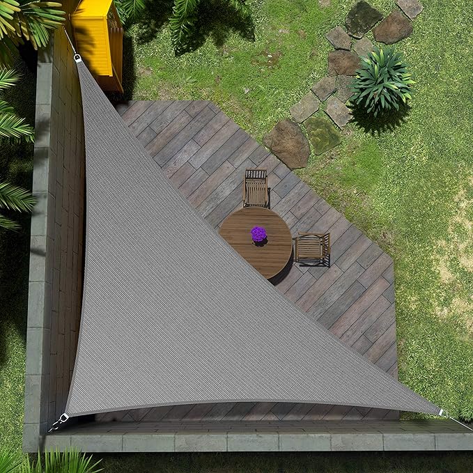 Amgo Custom Size 12' x 18' x 21.6' Grey Right Triangle Sun Shade Sail Order to Make Canopy Awning UPF50+ AGSLT, 95% UV Blockage, Water & Air Permeable, 200GSM Commercial Standard (We Customize)