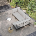 Sundale Outdoor 4 Pieces Patio Furniture Set, Metal Sectional Sofa Patio Conversation Set with 6 Inch Cushions, Modern Patio Corner Couch for Balcony, Porch, Sunroom | Modular, Waterproof, Anti rust