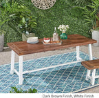 Outdoor Eight Seater Iron Dining Table, Dark Brown and White Finish