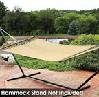 Sunnydaze Soft-Spun Polyester Rope Double Hammock for Outside - 600-Pound Weight Capacity Extra Large Hammock - Tan