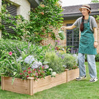 Yaheetech 8×2ft Wooden Horticulture Raised Garden Bed Divisible Elevated Planting Planter Box for Flowers/Vegetables/Herbs in Backyard/Patio Outdoor, Natural Wood, 95 x 25 x 11in