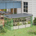 Outsunny 7.3 x 3.4 x 1 ft Galvanized Raised Garden Bed with Crop Cage Plant Protection Net and Shade Cloth Roof, Metal Planter Box with Cover for Vegetables, Flowers, Herbs, Beige