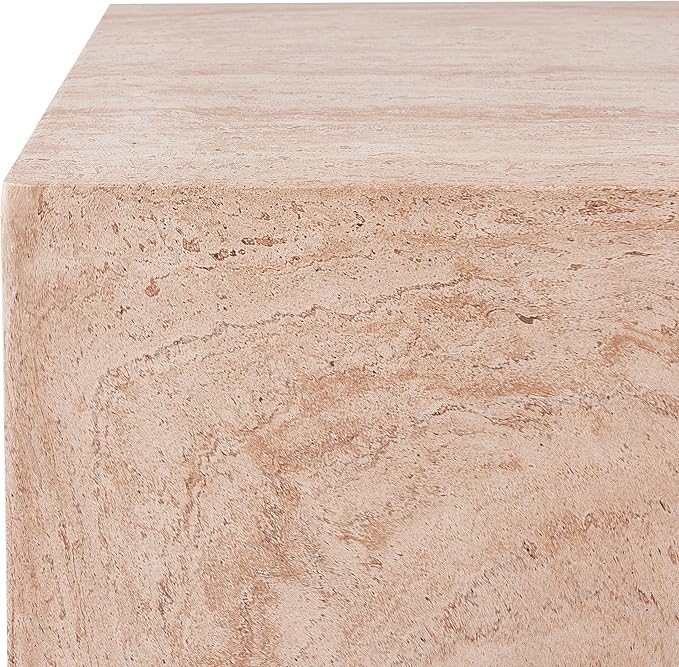 Christopher Knight Home Jorine 43.5" Outdoor Rectangular Coffee Table, Lightweight Concrete Coffee Table, Natural Texture Side Footstool, Spacious Tabletop Display, No Assembly Required, Natural