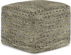 SIMPLIHOME Janelle Square Pouf - 18 inch Wide Upholstered PET Polyester Outdoor/Indoor Ottoman in Multi Color, Boho Footstool or Extra Seating for Living Room, Bedroom, or Patio, Assembled